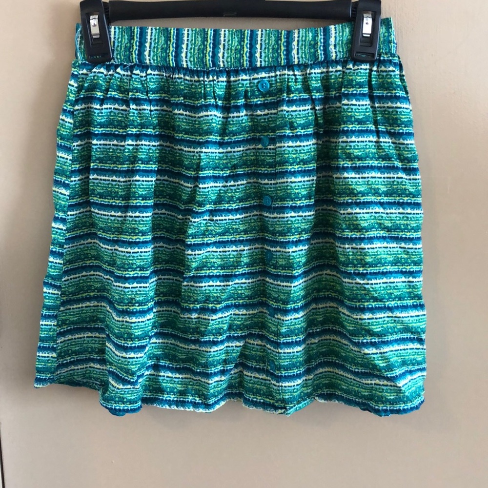 Green mini skirt